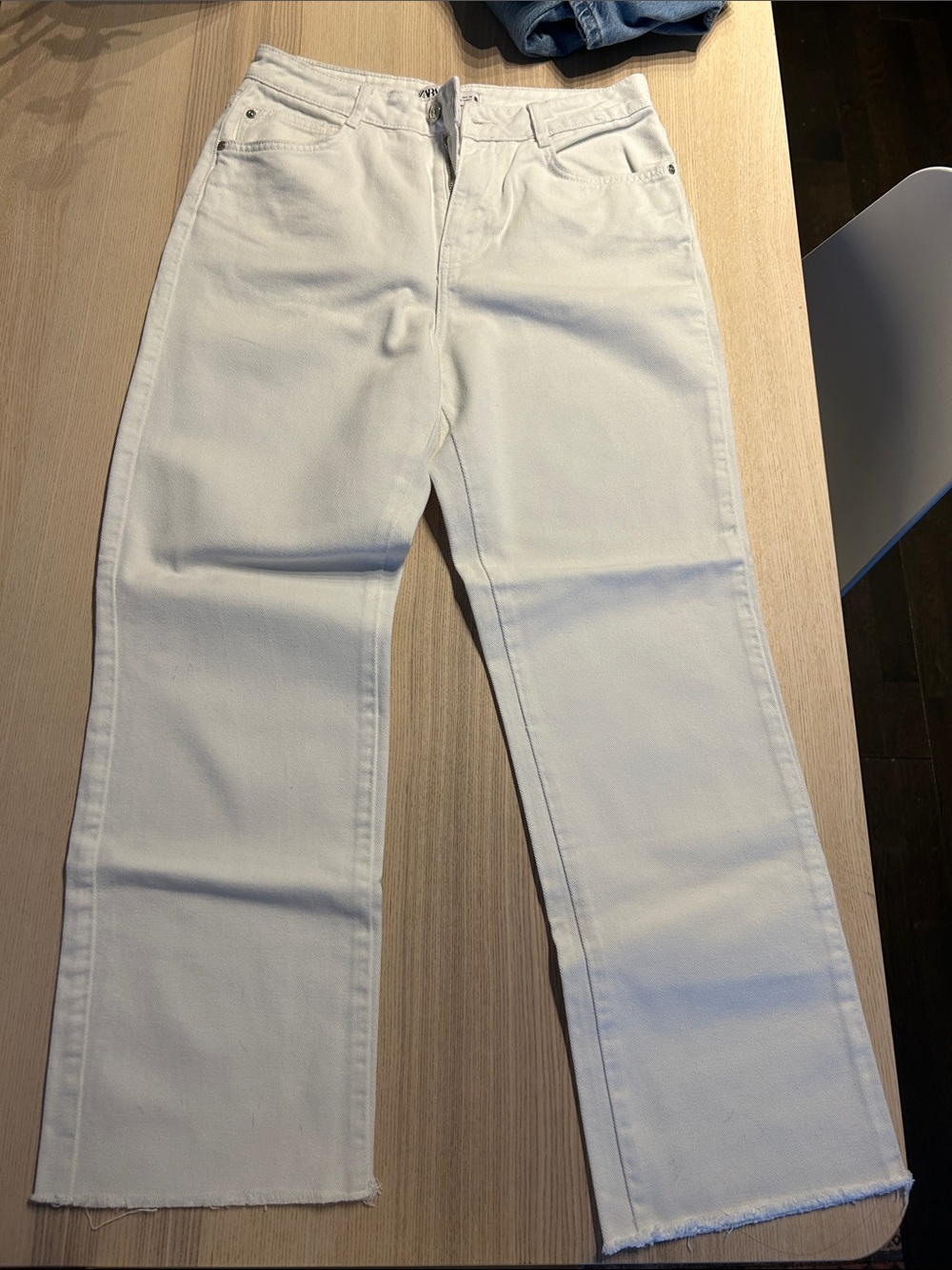 Zara White High-Rise Straight Leg Jeans